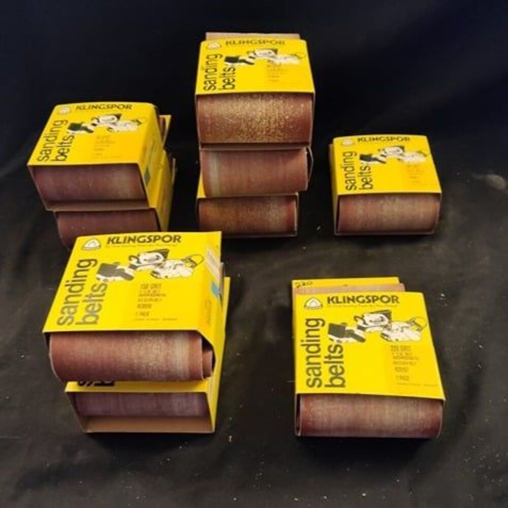 LOT OF 9 - KLINGSPOR sanding belts, 4x36 hardwood metal, (220,150,100,80,60 Grit
